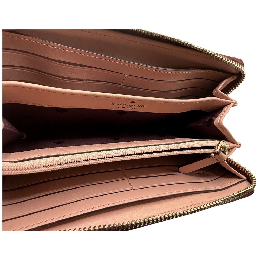 KATE SPADE Staci Colorblock Large Continental Wallet, Deep Red and Blush Pink - Picture 9 of 13